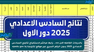 بالدرجات الكاملة الآن »».. رابط مباشر لاستخراج نتائج السادس الإعدادي 2025 بدون الرقم السري عبر موقع نتائجنا epedu.gov.iq